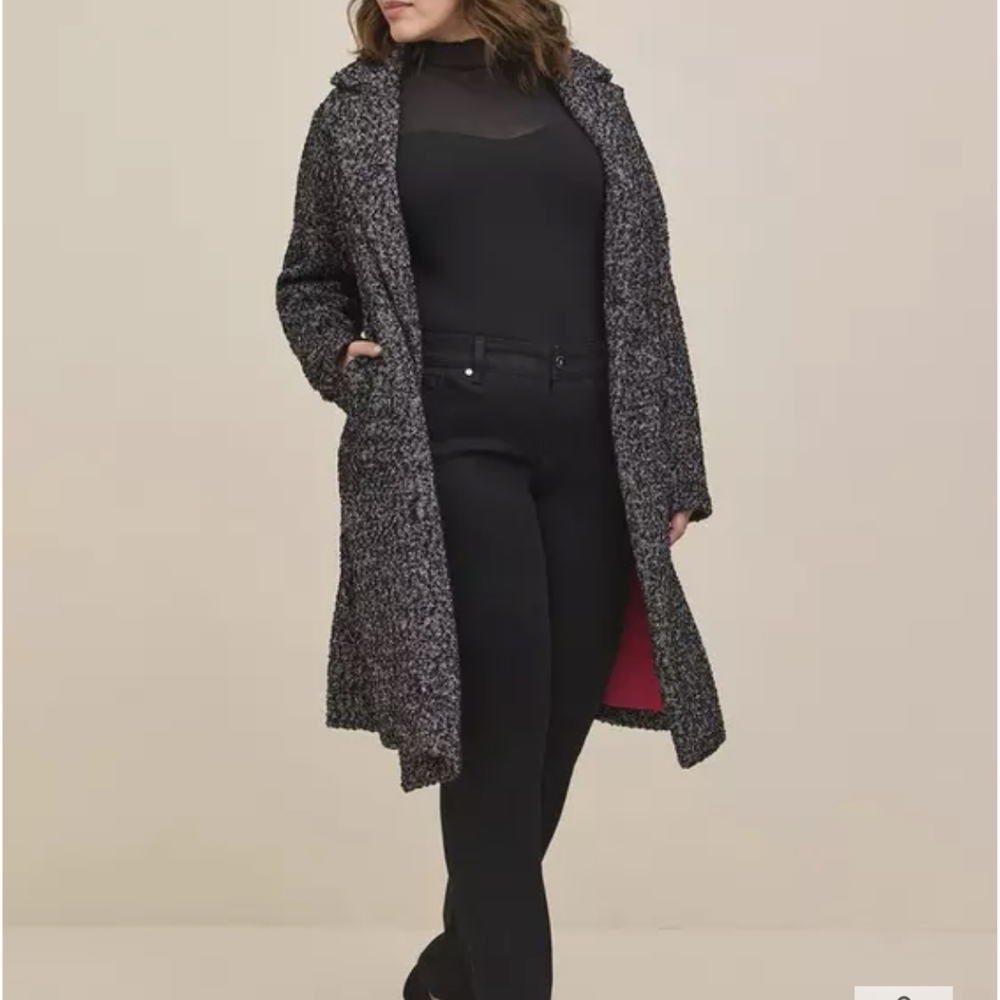 Torrid Women's Black and Gray Boucle Coat - Picture 8 of 10